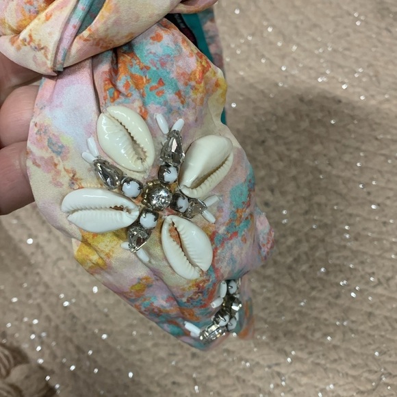 Anthropologie Namjosh shibori  rosette  seashell embellished headband main image 8